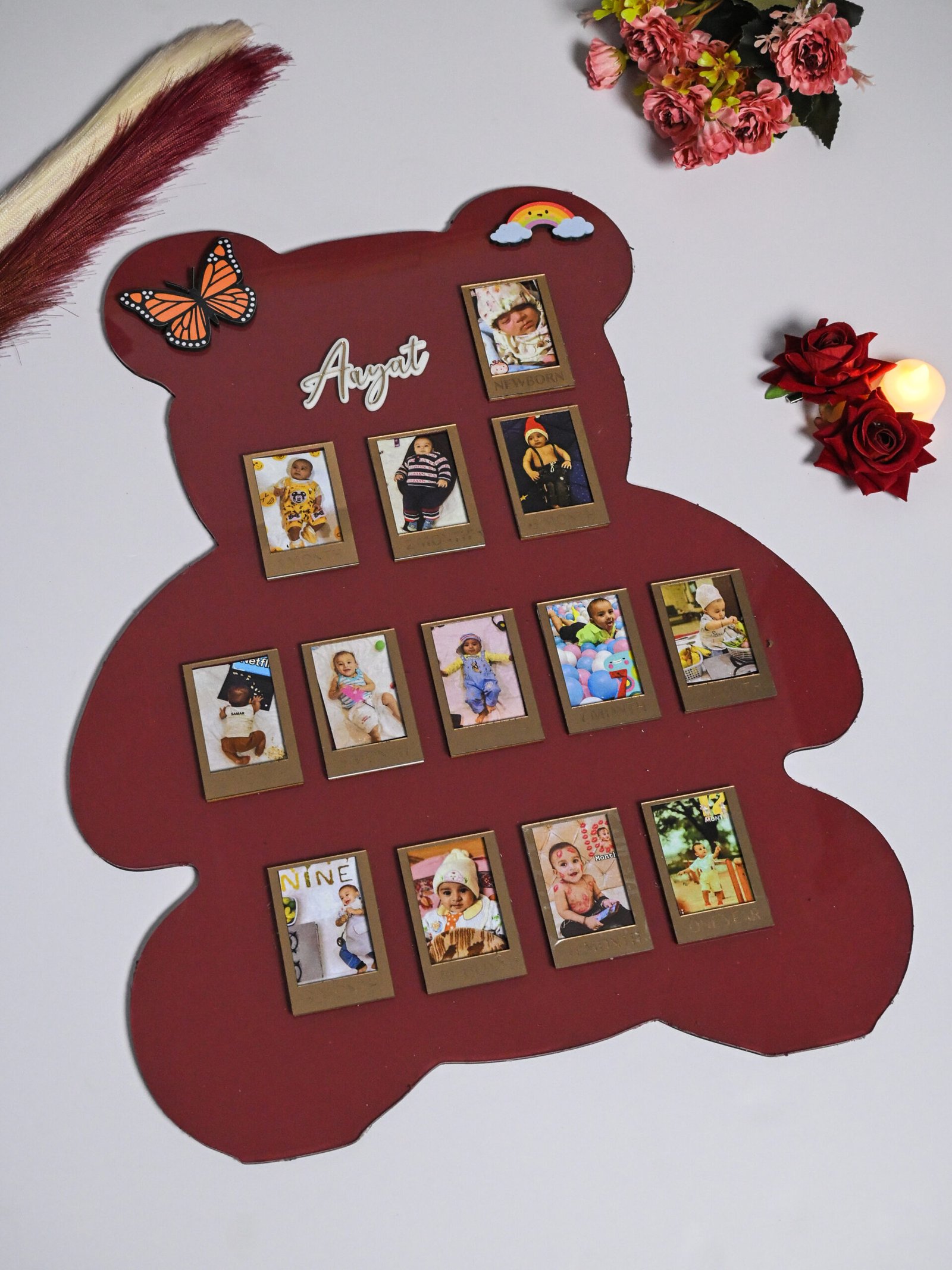 Teddy Baby Photo Board Beige,Maroon,Ice Blue - Image 3