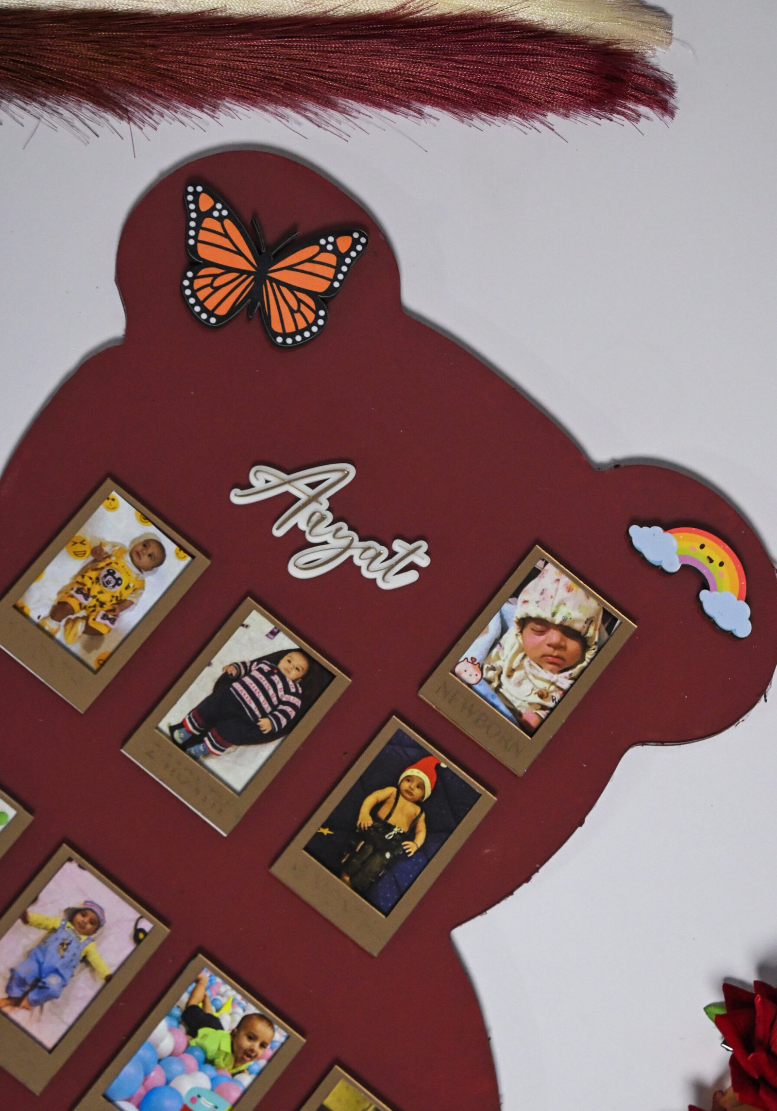 Teddy Baby Photo Board Beige,Maroon,Ice Blue - Image 4