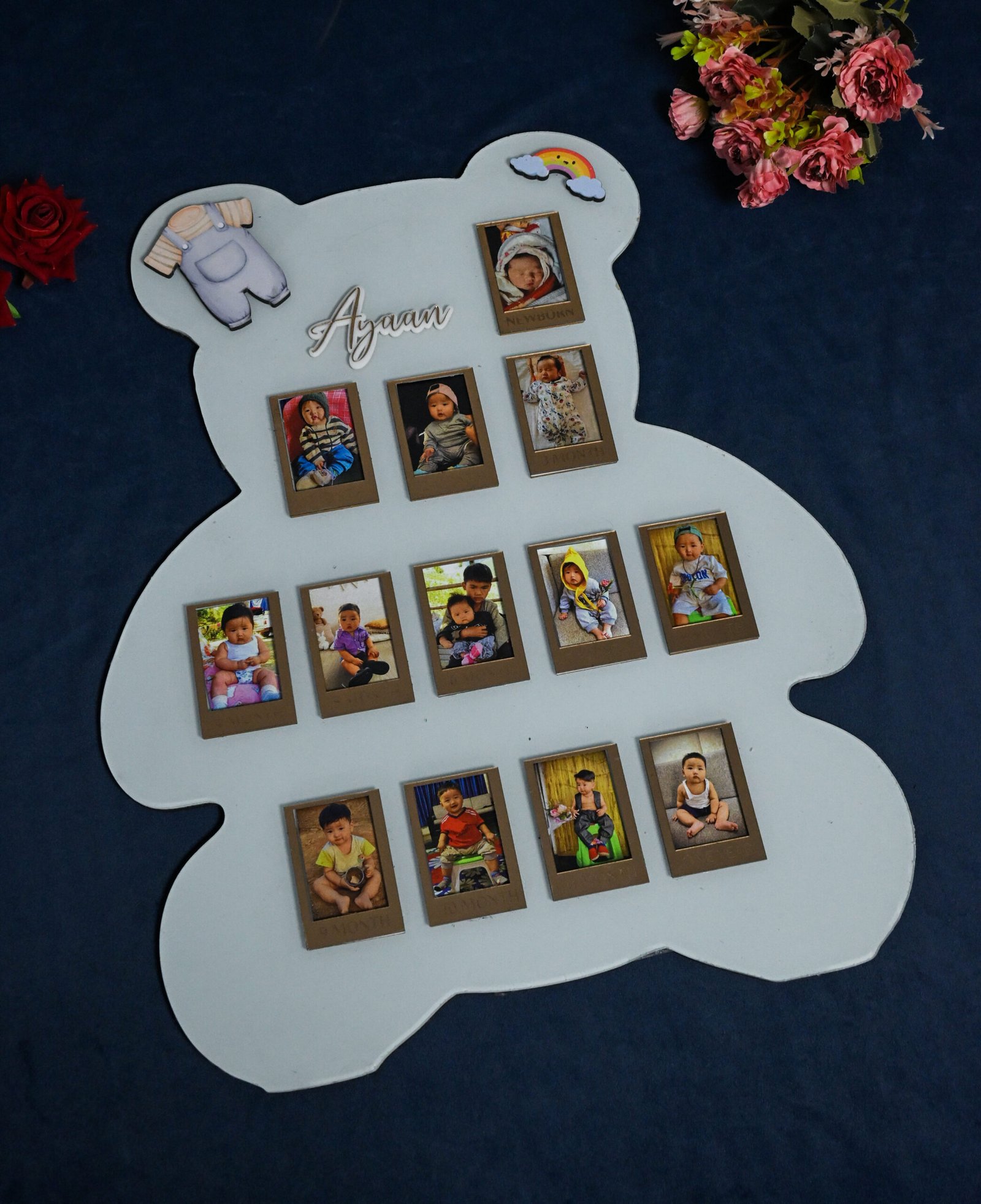 Teddy Baby Photo Board Beige,Maroon,Ice Blue - Image 6