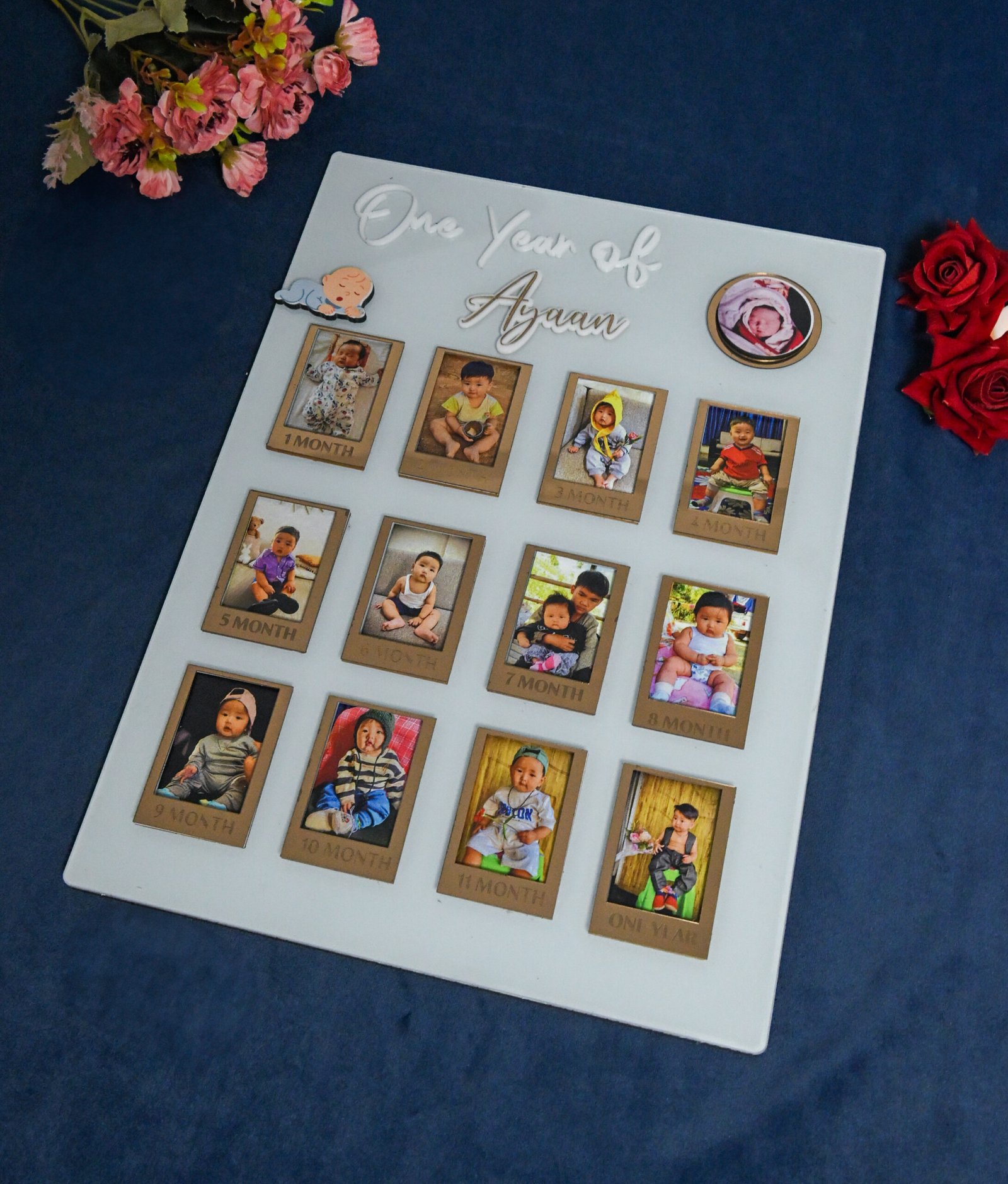 Rectangular Baby Photo Board Beige,Maroon,Ice Blue - Image 6