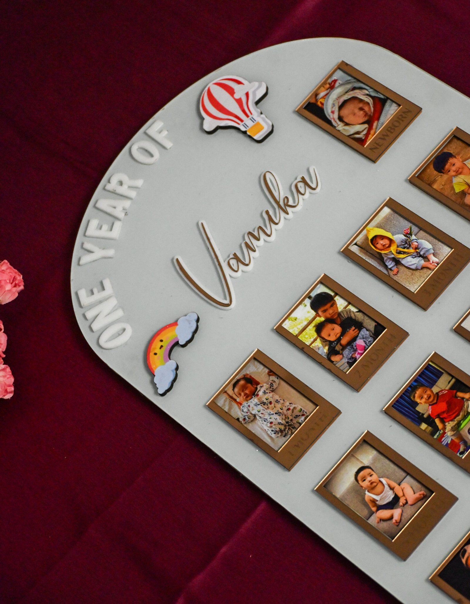 Arch Baby Photo Board Ice Blue,Beige,Maroon - Image 5