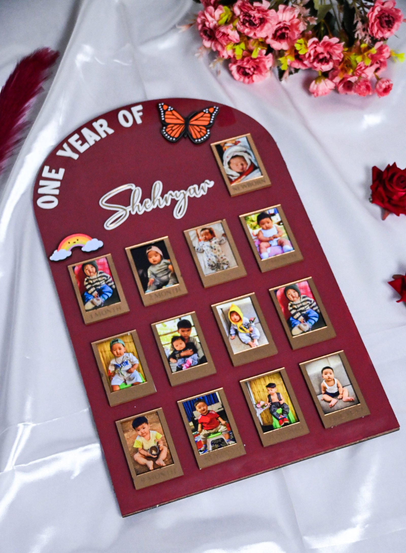 Arch Baby Photo Board Ice Blue,Beige,Maroon - Image 2