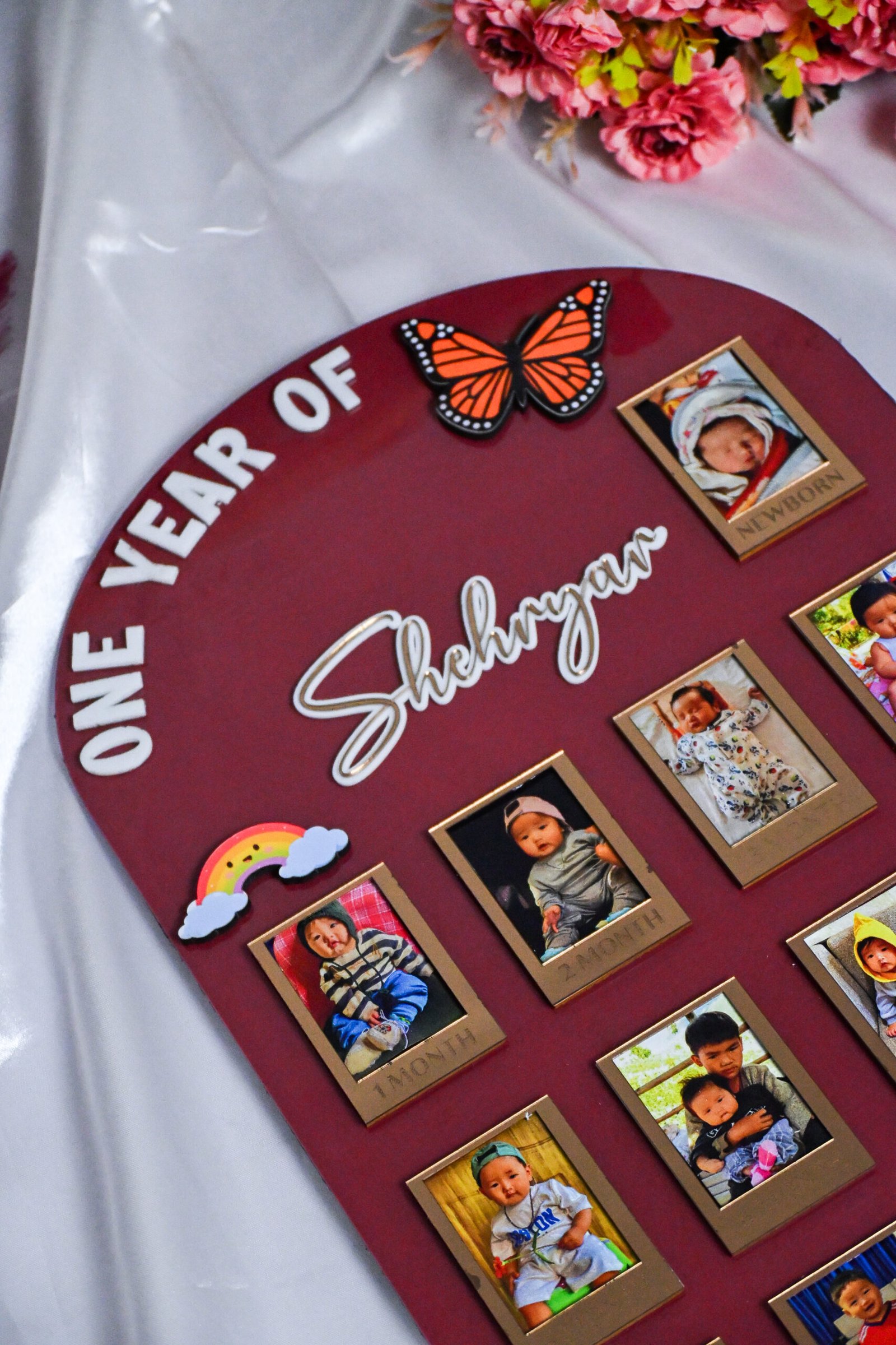 Arch Baby Photo Board Ice Blue,Beige,Maroon - Image 3