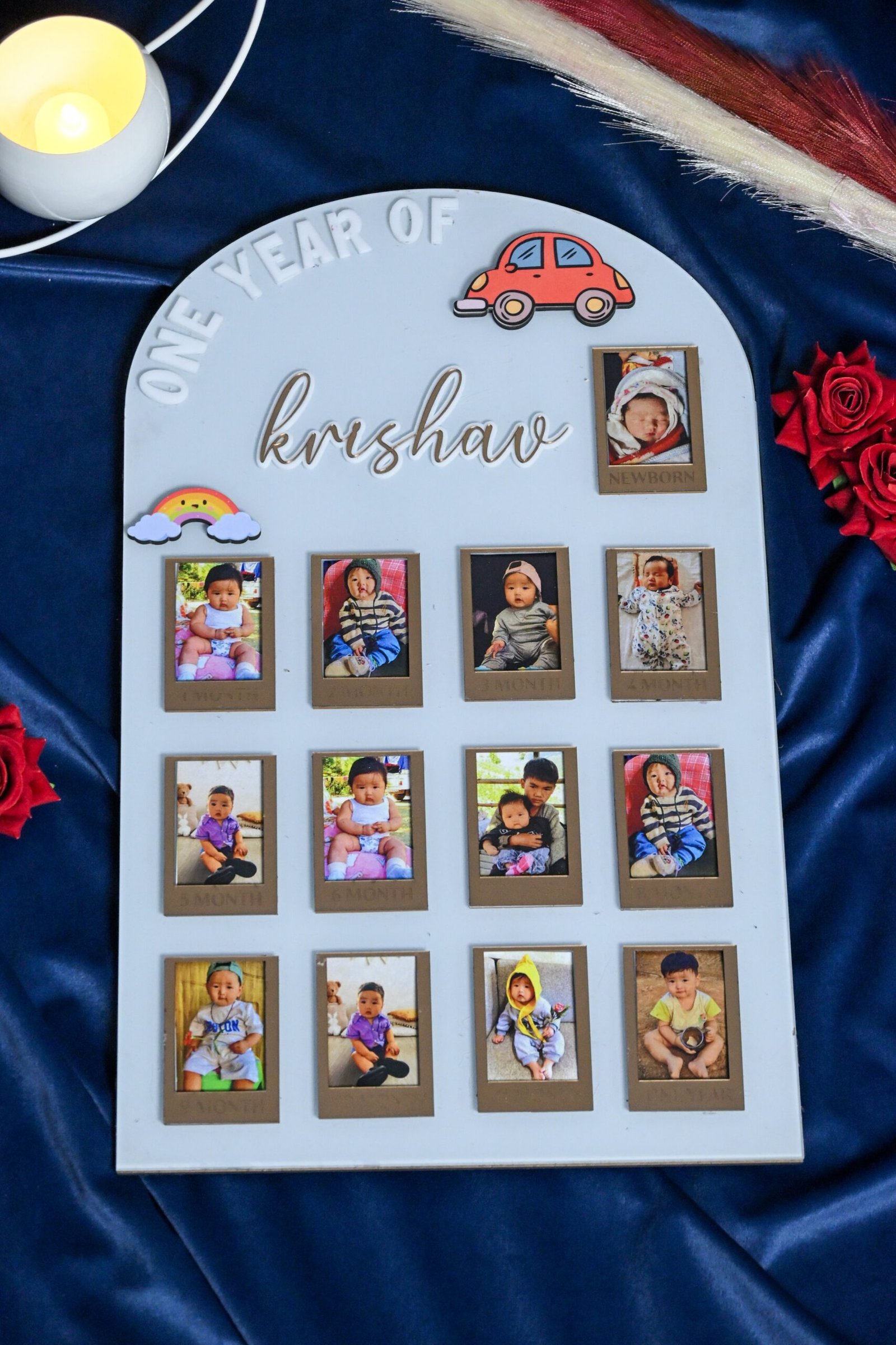 Arch Baby Photo Board Ice Blue,Beige,Maroon - Image 6